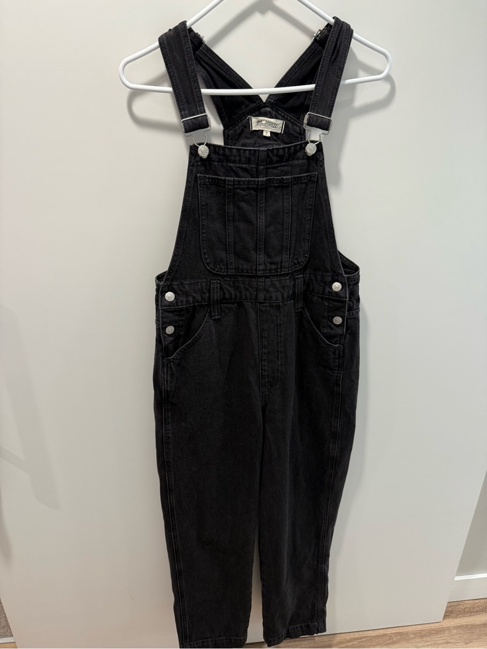 Madewell Black Washed Denim Overalls